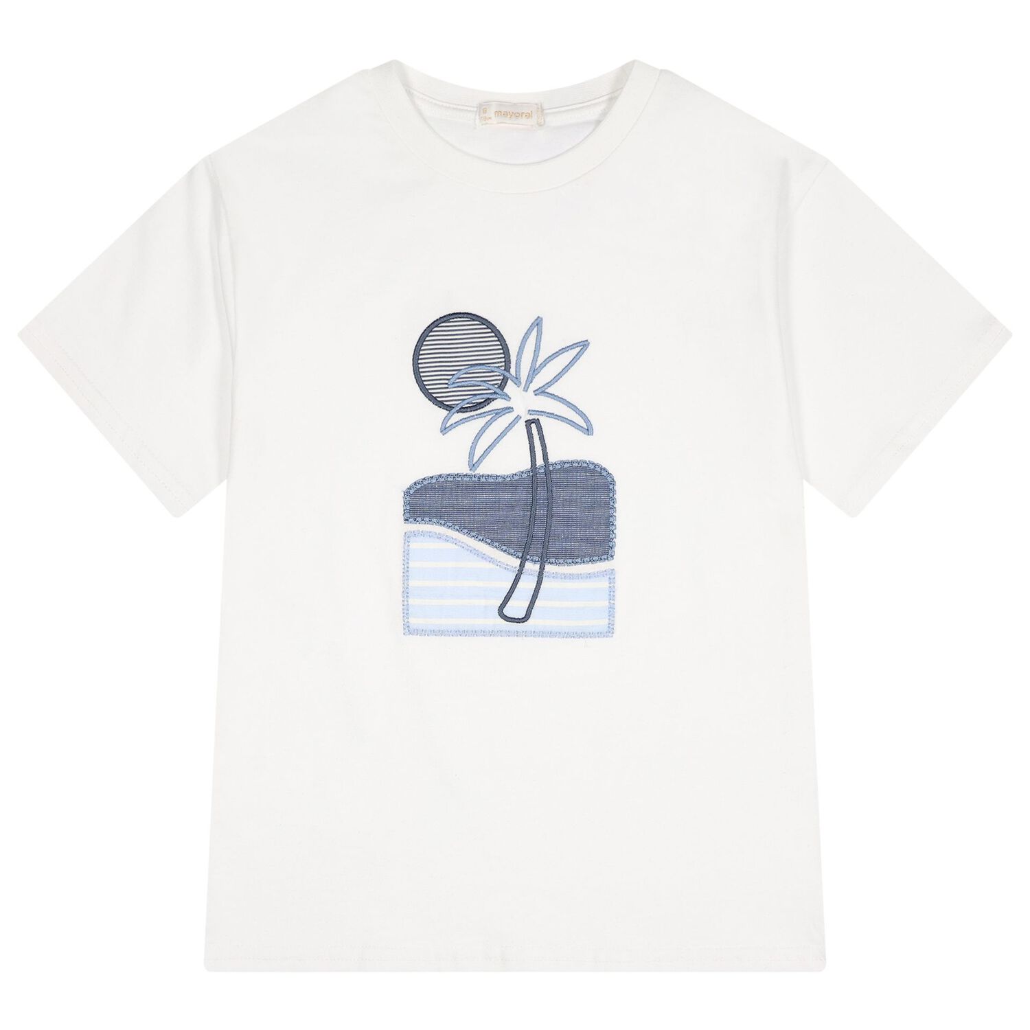 Boys White & Blue Striped Shorts Set, 1, hi-res
