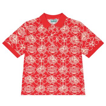 KENZO KIDS Boys Red Logo Polo Shirt, 1 Boys Red Logo Polo Shirt
