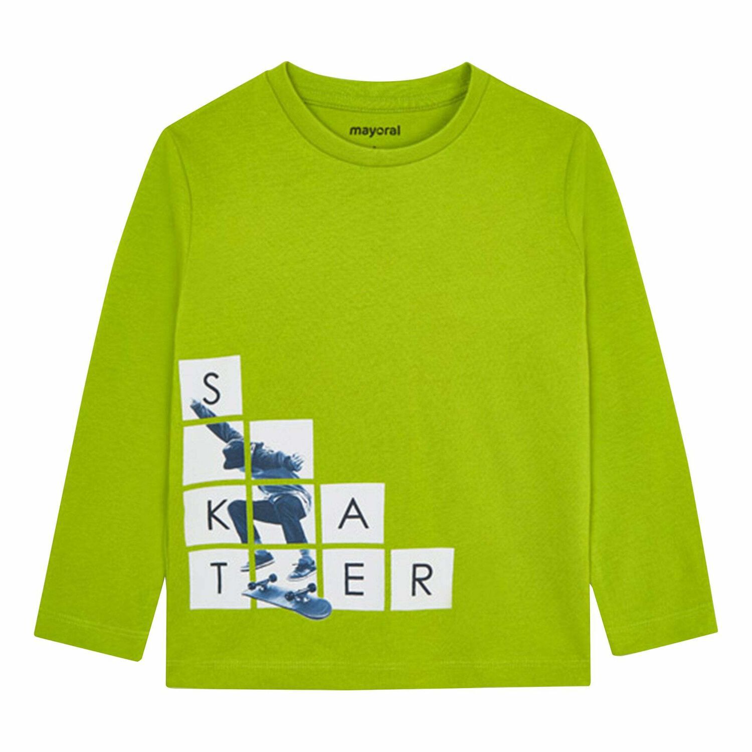 Boys Green Skater Long Sleeve Top, 1, hi-res image number null