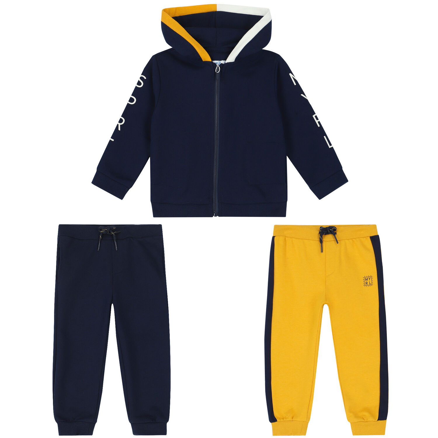 Younger Boys Navy & Yellow Tracksuit, 2, hi-res