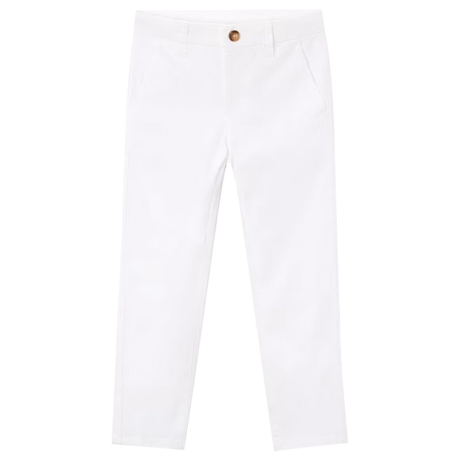 Boys White Chino Trousers, 2, hi-res