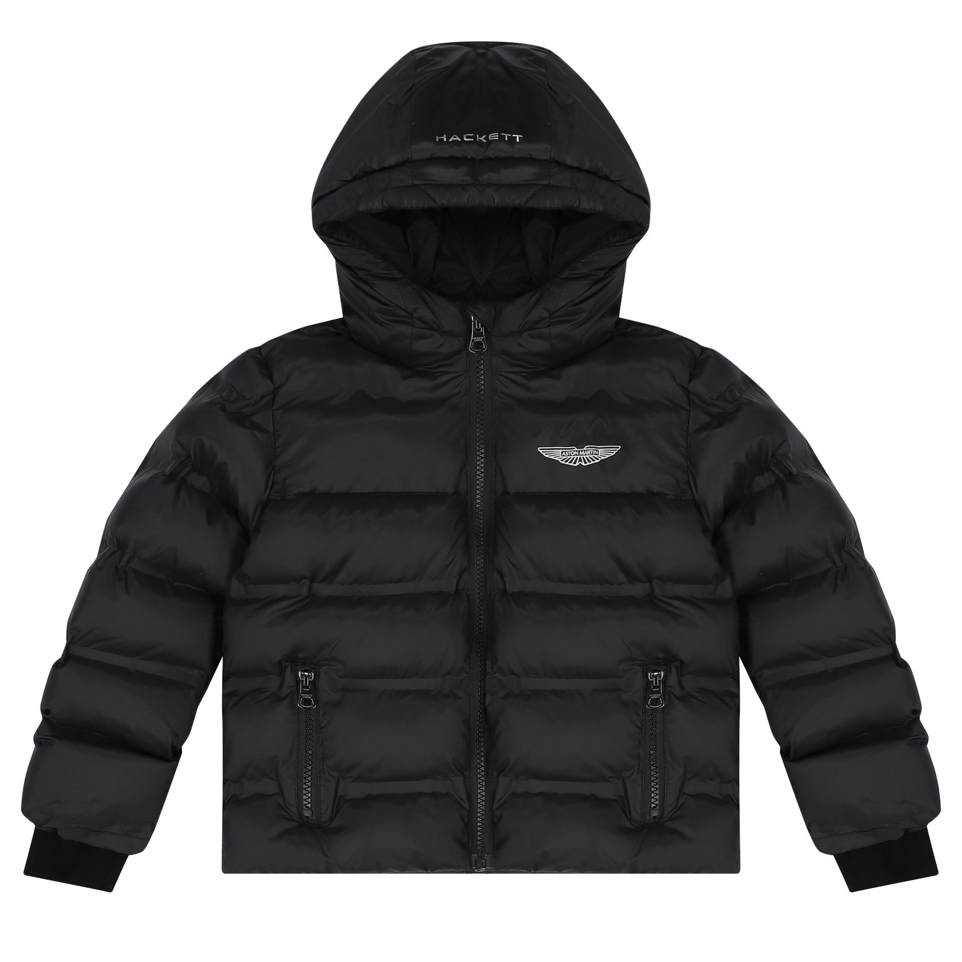 Hackett London Boys Black Aston Martin Logo Puffer Jacket Junior Couture UAE