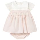 Baby Girls White & Pink Lace Dress Set, 2, hi-res