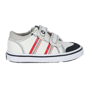 Younger Boys White Logo Trainers