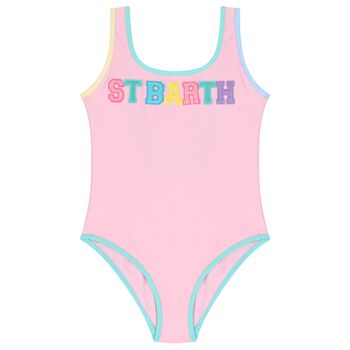 Girls Pink Logo Swimsuit