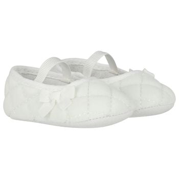 Baby Girls White Velvet Pre Walker Shoes