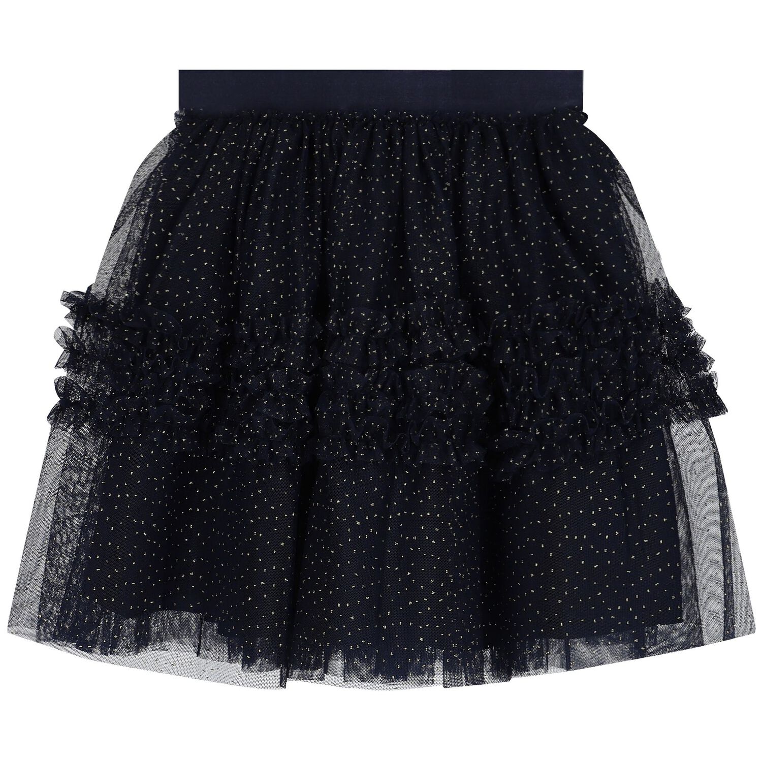 Girls Navy Blue & Gold Tulle Skirt, 1, hi-res image number null