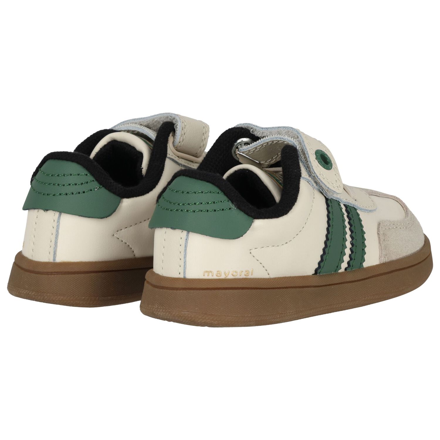 Younger Boys Ivory & Green Trainers, 1, hi-res