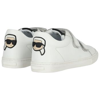 Boys White Ikonik Karl Logo Trainers
