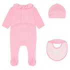 Baby Girls Pink Logo Babygrow Set, 1, hi-res
