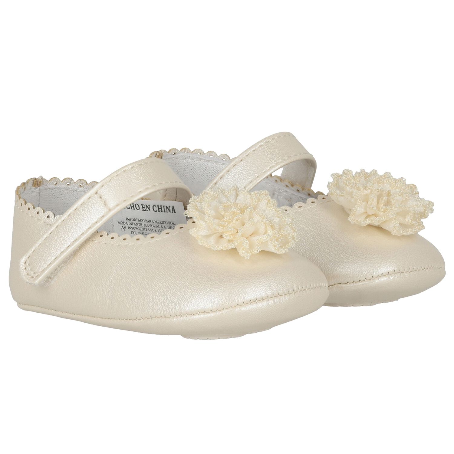 Baby Girls Gold Leather Pre Walker Shoes, 1, hi-res