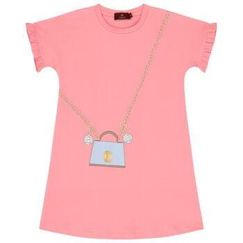 Girls Pink Logo Bag Dress