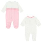 Baby Girls White Babygrows ( 2-Pack ), 1, hi-res