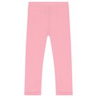 Girls Pink Logo Leggings, 4, hi-res