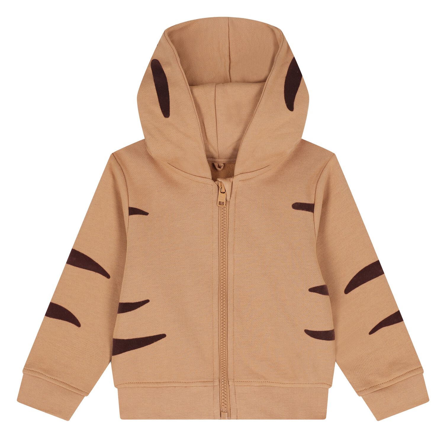 Younger Boys Beige Lion Hooded Zip Up Top, 1, hi-res