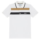 Boys White Logo Polo Shirt, 1, hi-res