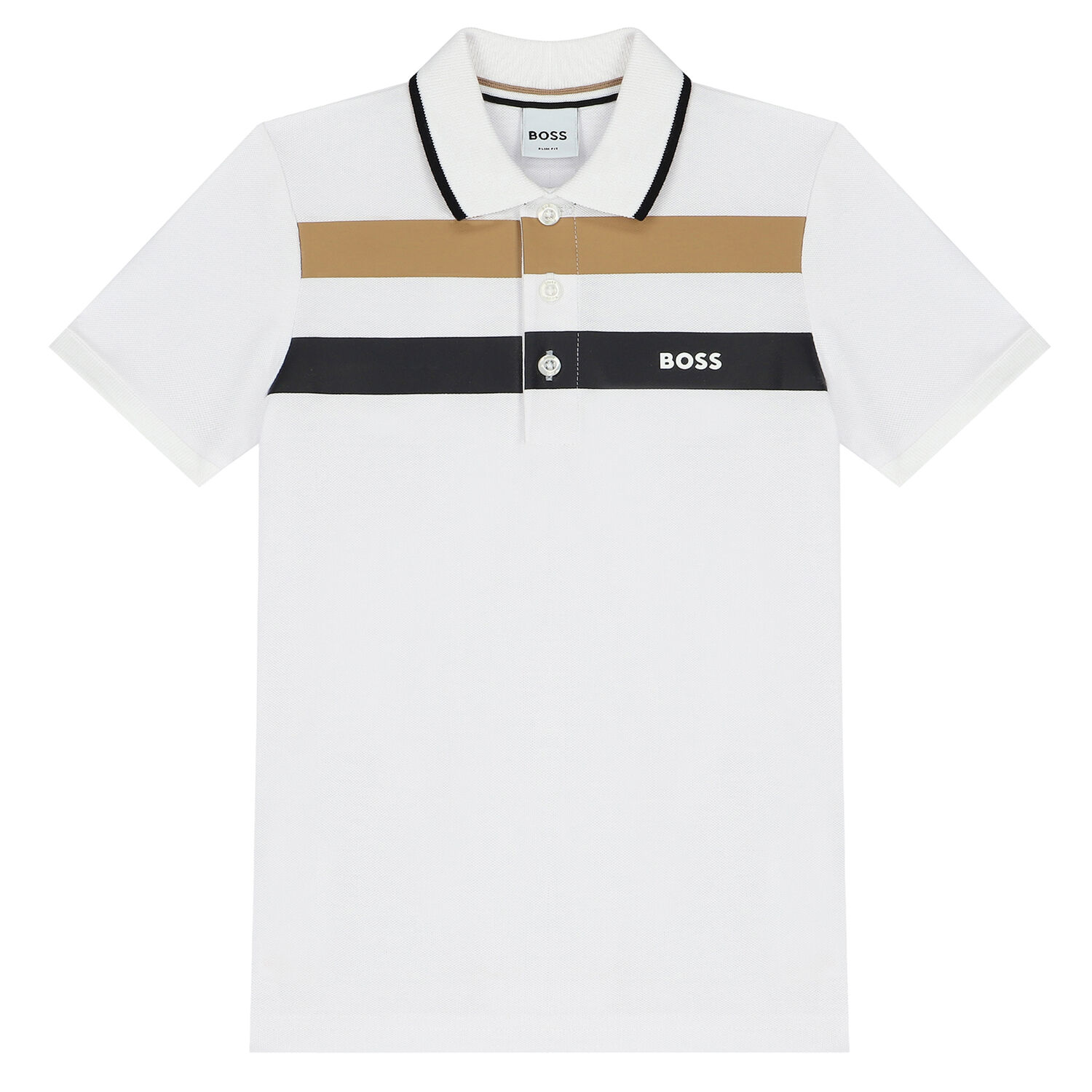Boys White Logo Polo Shirt, 1, hi-res