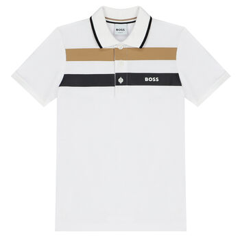 Boys White Logo Polo Shirt