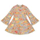 فستان بنات بطبعه الزهور باللون البرتقالى, 1, hi-res