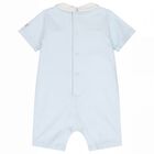 Baby Boys Blue Embroidered Romper, 1, hi-res