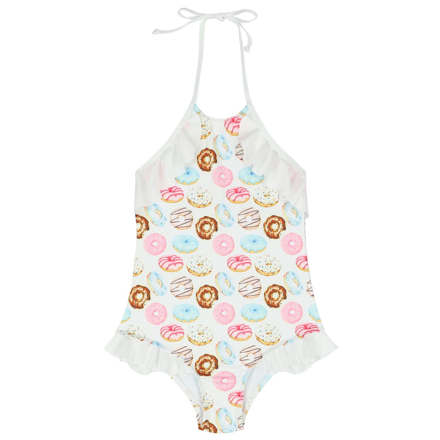 Girls White Donut Swimsuit, 1, hi-res