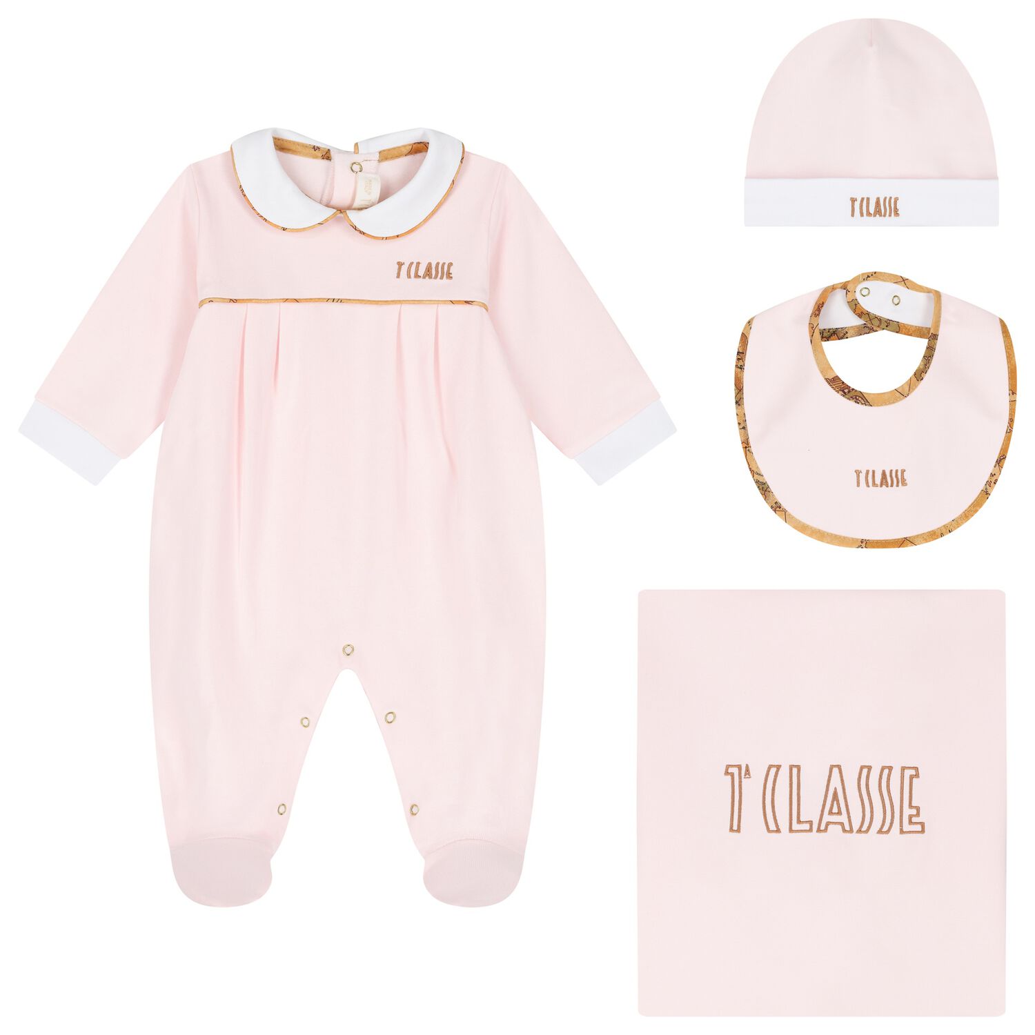 Baby Girls Pink & White Geo Map Babygrow Gift Set, 1, hi-res