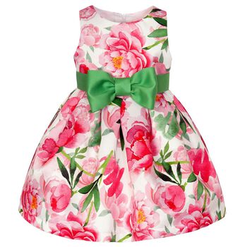 Girls White & Pink Floral Dress