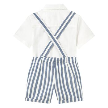 Younger Boys White & Blue Shorts Set