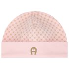 Baby Girls Pink & Gold Logo Hat, 3, hi-res
