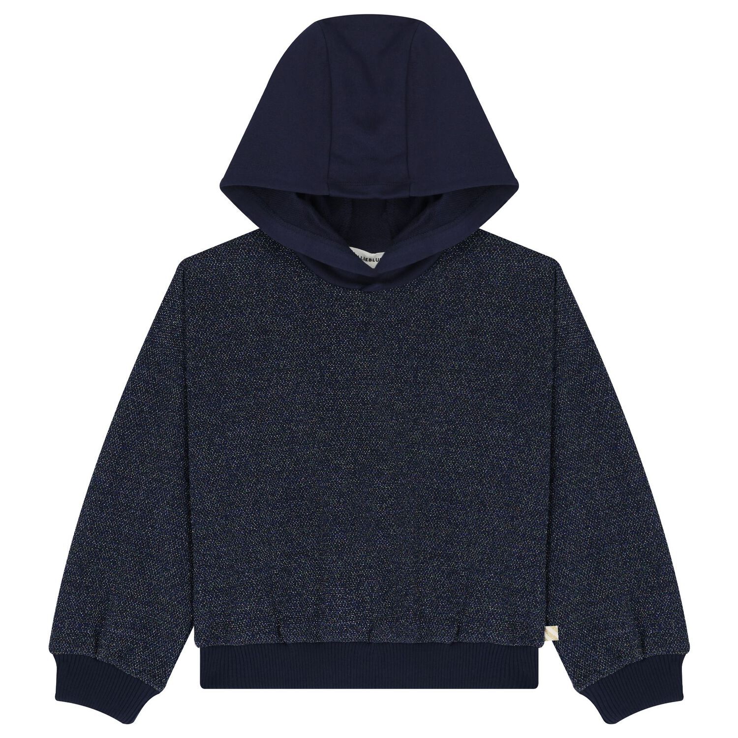 Girls Navy Blue Hooded Top, 1, hi-res