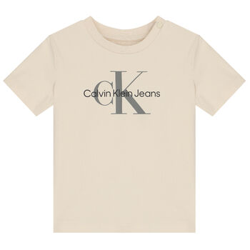 Baby Boys Beige Logo T-Shirt