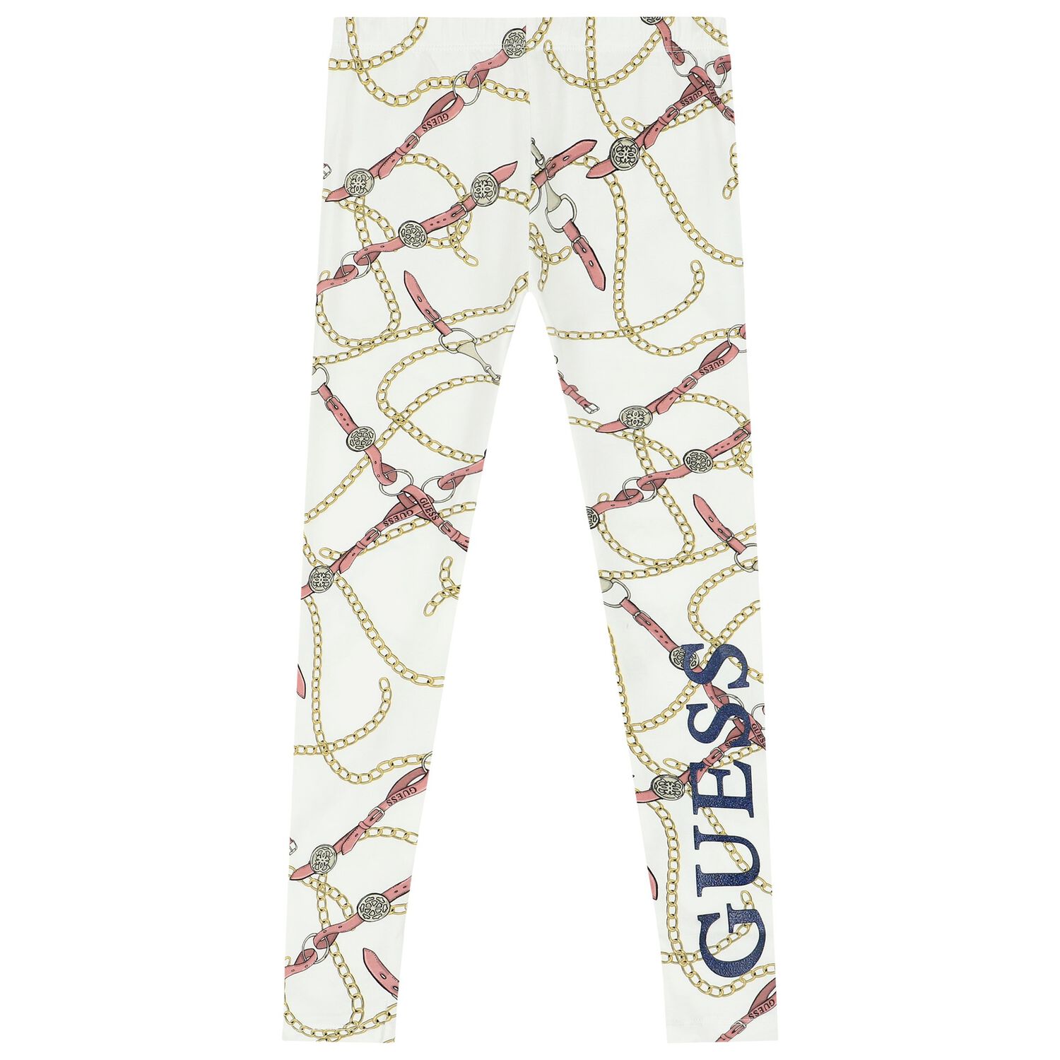 Girls White Logo Leggings, 1, hi-res