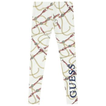 Girls White Logo Leggings