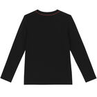Boys Black Logo Long Sleeve Top, 1, hi-res