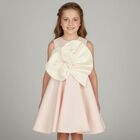 فستان بنات من الساتان مزين بالزهور باللون الوردى , 1, hi-res