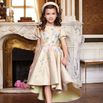 Girls Gold Embellished Sequin Dress