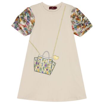 Girls Beige Crossbody Bag Dress