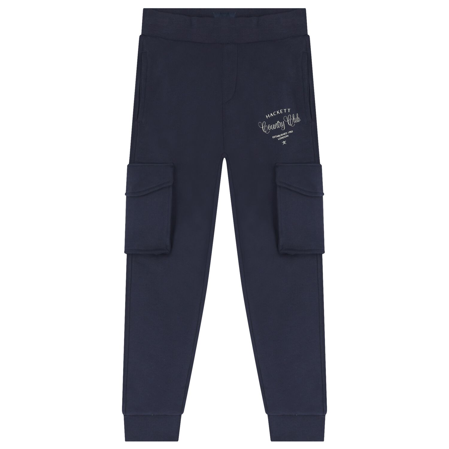 Boys Navy Blue Logo Joggers, 1, hi-res