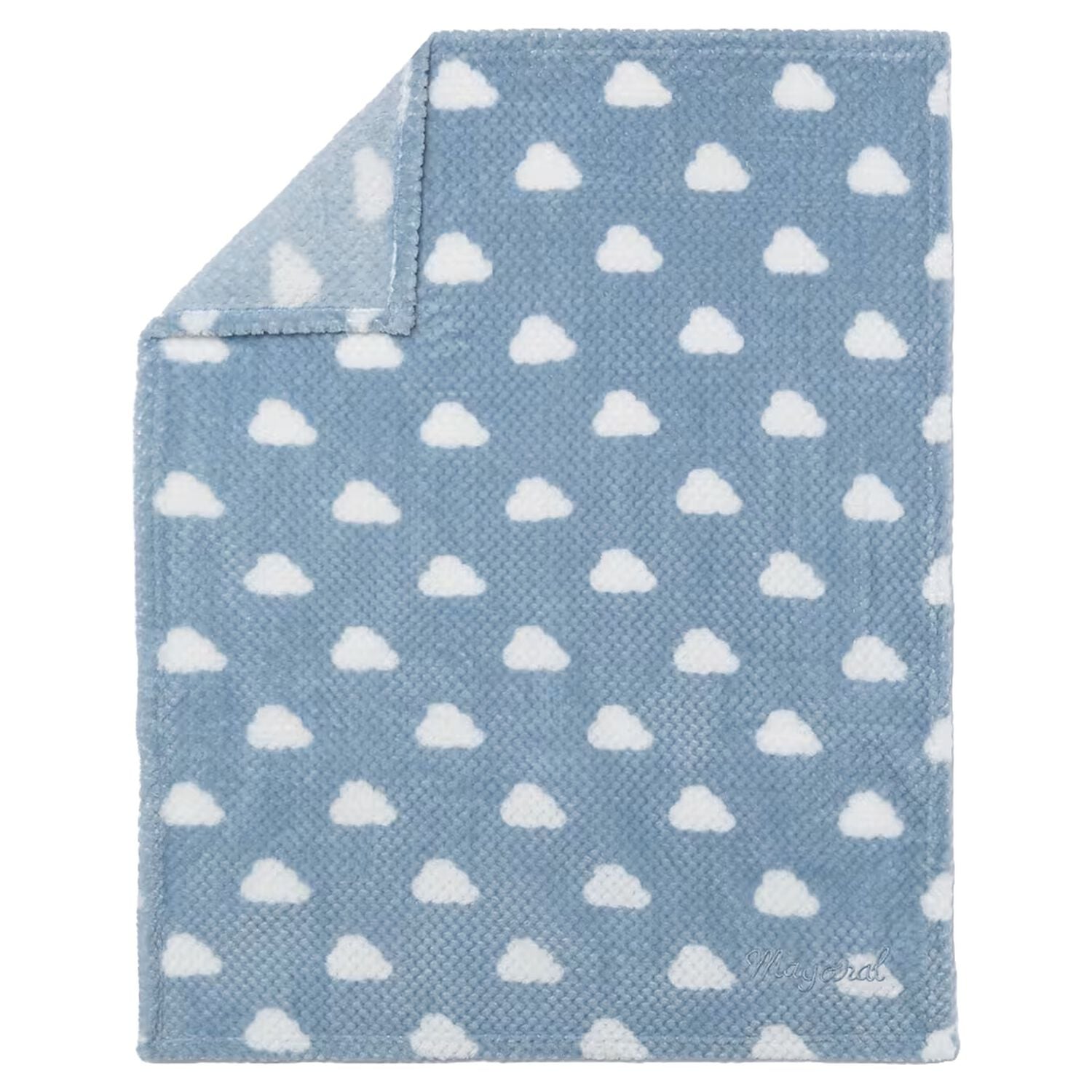 Baby Boys Blue Clouds Faux Fur Blanket, 2, hi-res
