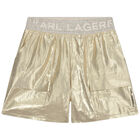 Girls Gold Logo Shorts, 1, hi-res