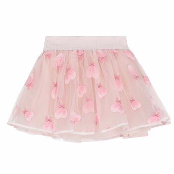 Younger Girls Pink Embroidered Skirt