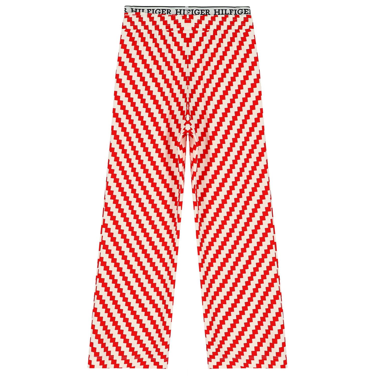 Girls Ivory & Red Zigzag Striped Trousers, 1, hi-res image number null