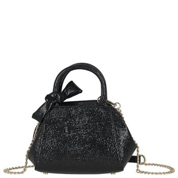 Girls Black Faux Leather Handbag ( 21cm )