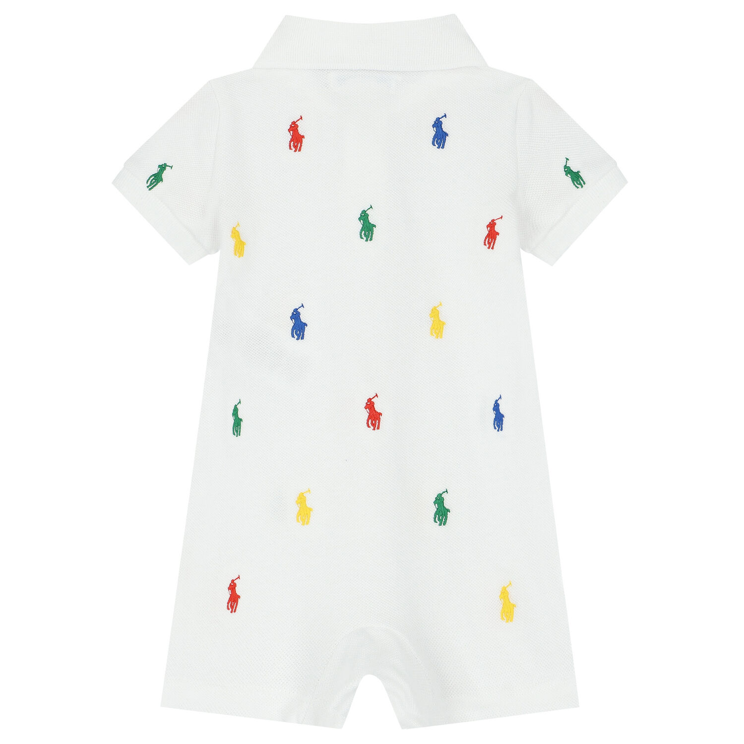 Baby Boys White Logo Polo Romper, 1, hi-res
