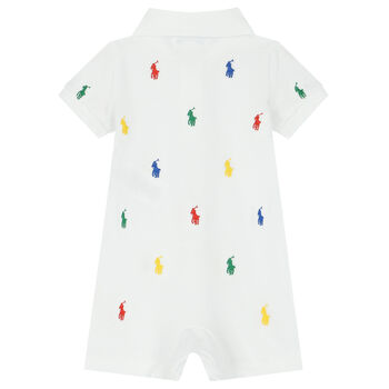Baby Boys White Logo Polo Romper