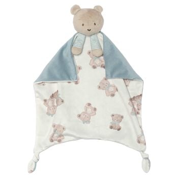 White & Blue Teddy Bear Baby Comforter