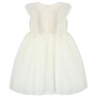 Girls White & Beige Geo Map Dress, 1, hi-res