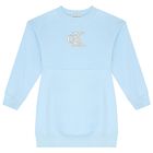 فستان بنات بالشعار باللون الأزرق, 1, hi-res