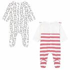 Girls Pink & White Cotton Babygrows (2 Pack), 1, hi-res