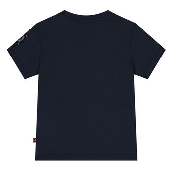 Younger Boys Navy Blue & Gold Logo T-Shirt